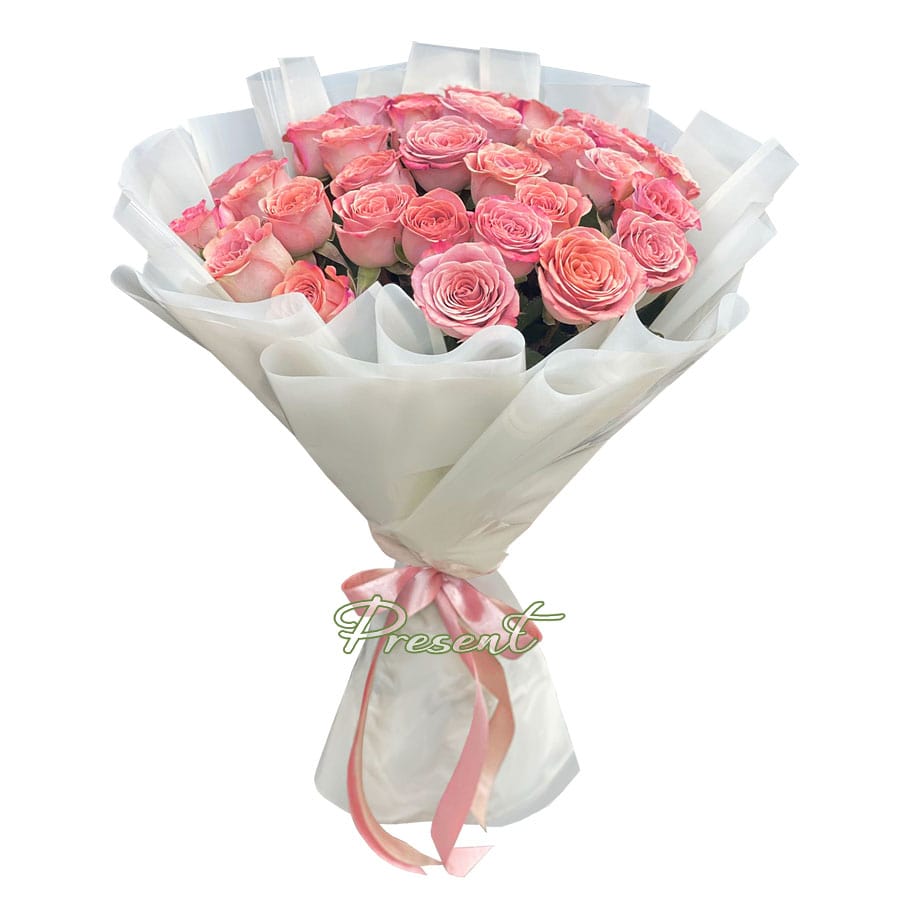 Bouquet of pink roses (70-80 cm.)