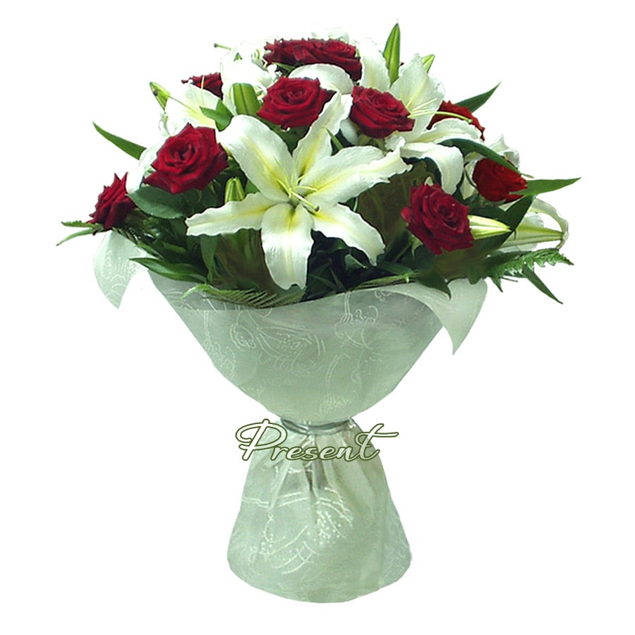 Bouquet de lys et de roses