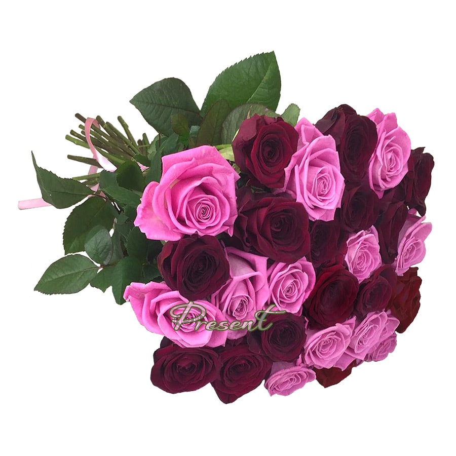Букет из красных и розовых роз (60 cm.)